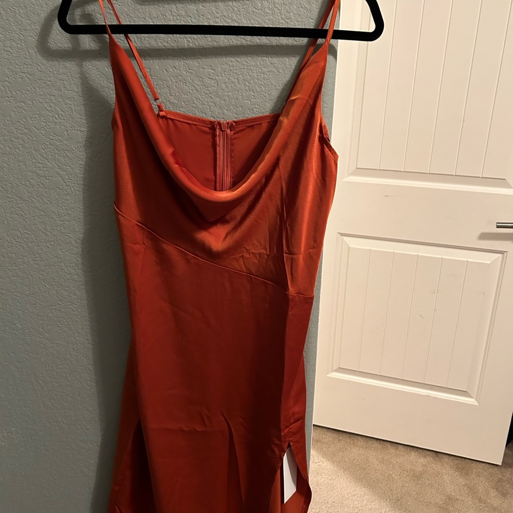100% polyester burnt orange dress in large